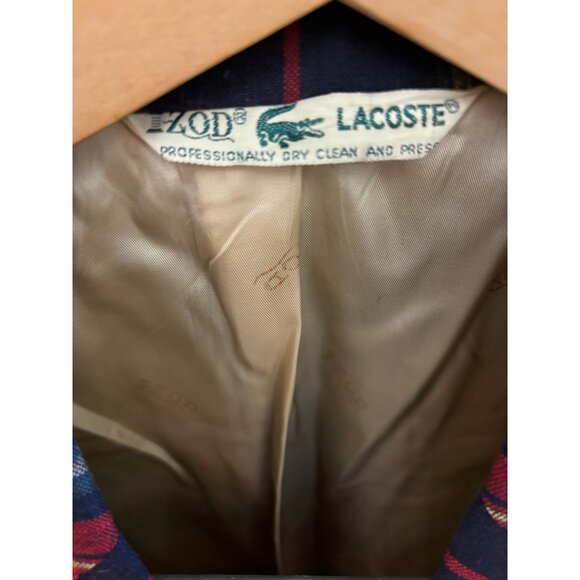 Vintage Izod Lacoste Mens Tartan Plaid Blazer Jacket Red Navy - Picture 5 of 8